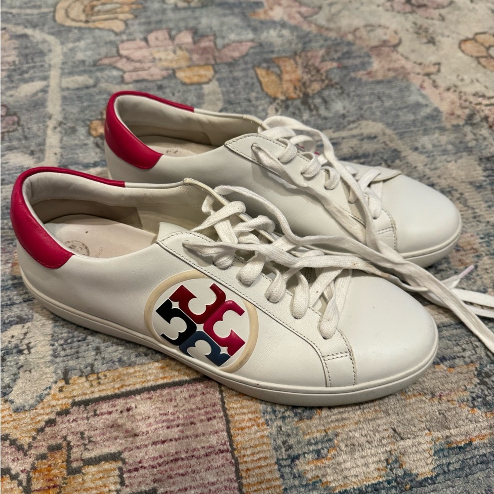 Tory Burch Leigh T-Logo Leather Sneakers – Women’s 10M
